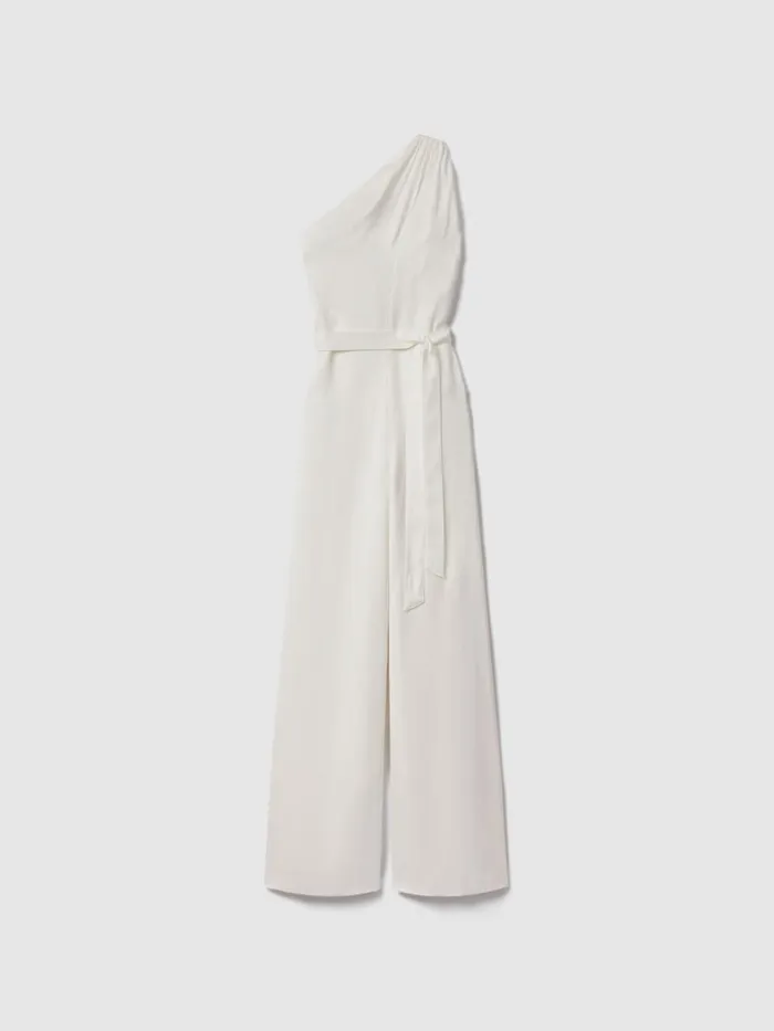 Women Reiss Jumpsuits and Playsuits Luana OneShoulder Belted Jumpsuit Ivory