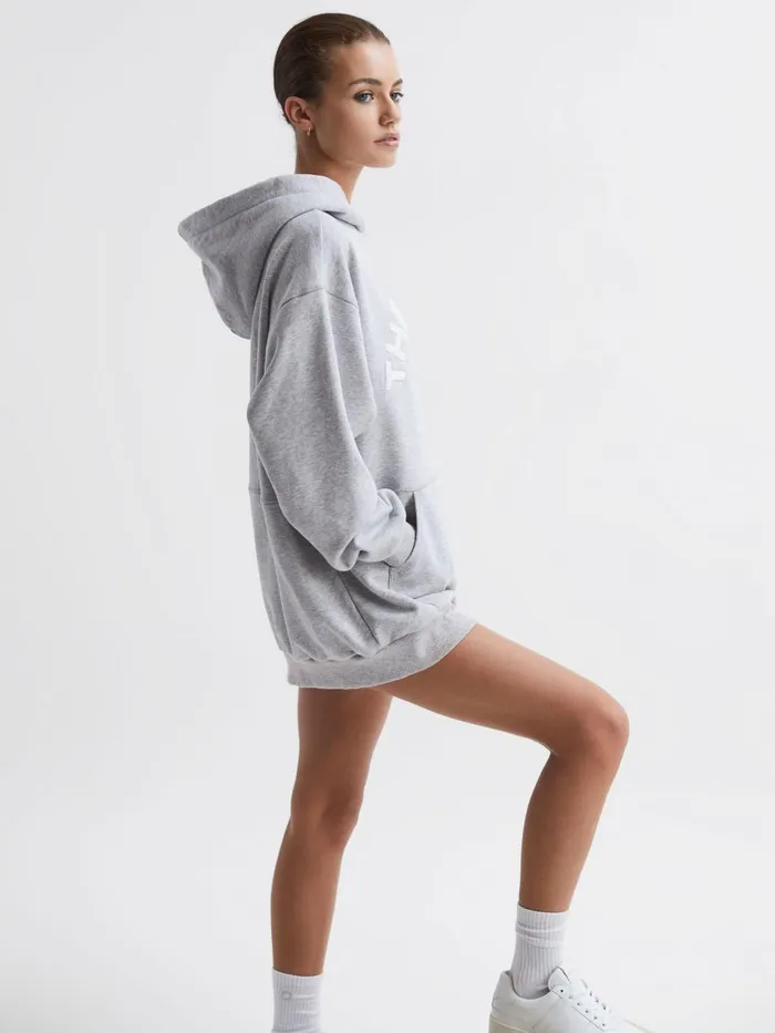 Women Reiss Knitwear Dana The Upside Comfort Fit Hoodie Grey