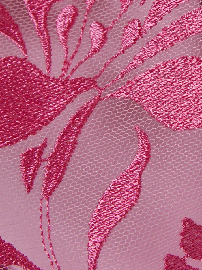 Women Reiss Lingerie Mesh Embroidered Thong Fuchsia Pink
