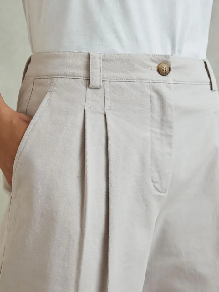 Women Reiss Pants Astrid Cotton Blend Wide Leg Trousers Grey