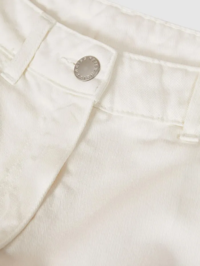 Women Reiss Pants Colorado Garment Dyed Wide Leg Trousers Cream