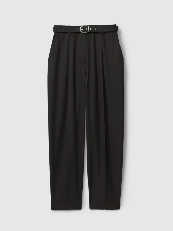 Women Reiss Pants Freja Tapered Belted Trousers Black