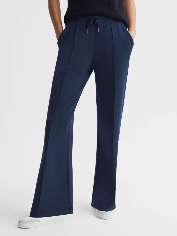 Women Reiss Pants Jemma Drawstring Wide Leg Joggers Navy
