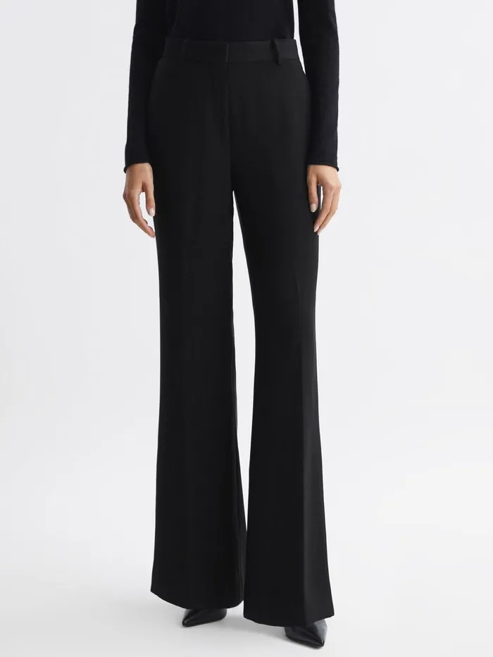 Women Reiss Pants Margeaux Wide Leg Suit Trousers Black