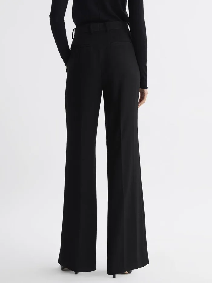 Women Reiss Pants Margeaux Wide Leg Suit Trousers Black