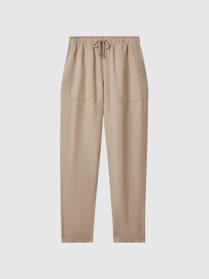 Women Reiss Pants Romie Drawstring Linen Trousers Sand