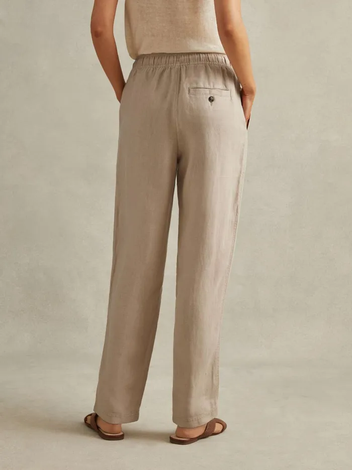 Women Reiss Pants Romie Drawstring Linen Trousers Sand