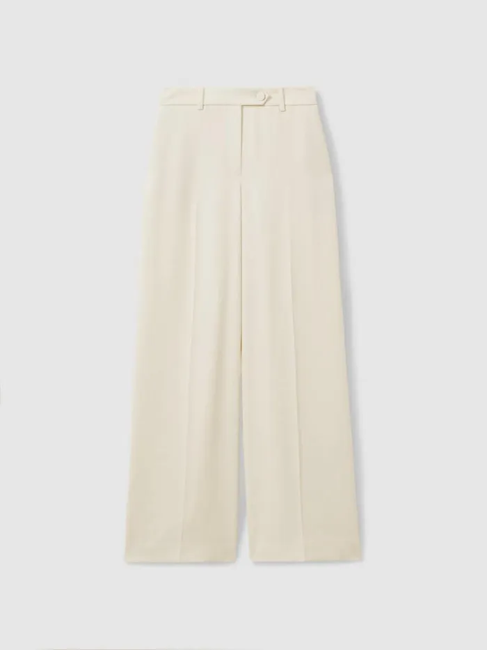 Women Reiss Pants Solene Wide Leg Split Hem Trousers Cream