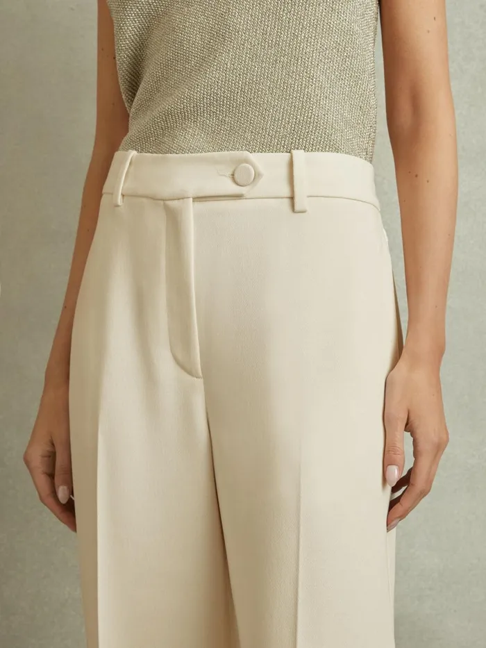Women Reiss Pants Solene Wide Leg Split Hem Trousers Cream