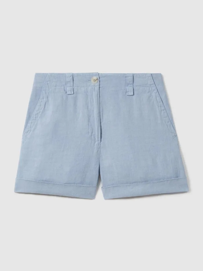 Women Reiss Shorts Demi Linen Garment Dyed Shorts Dusty Blue