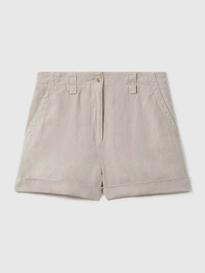 Women Reiss Shorts Demi Linen Garment Dyed Shorts Oatmeal