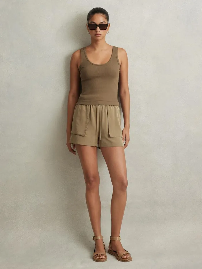 Women Reiss Shorts Isador Drawstring Shorts With TENCEL Fibers Khaki