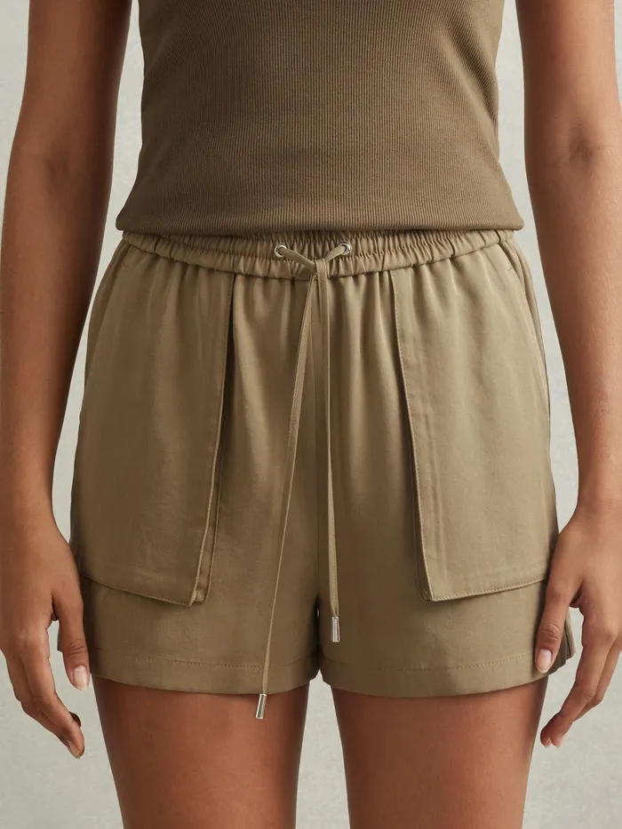 Women Reiss Shorts Isador Drawstring Shorts With TENCEL Fibers Khaki