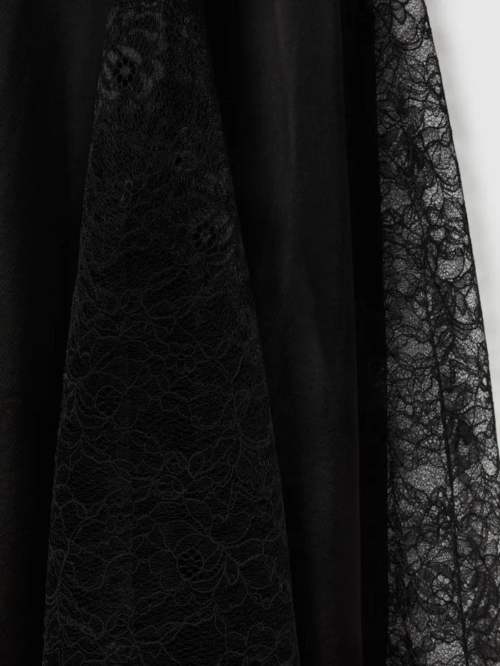 Women Reiss Skirts Quan Satin Lace Maxi Skirt Black