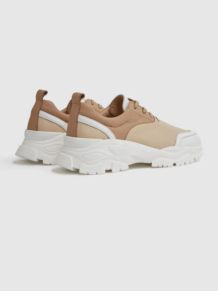 Women Reiss Sneakers Arden Chunky Leather Trainers Neutral