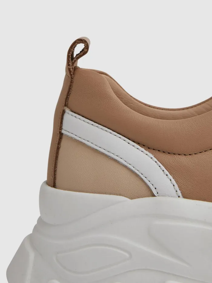 Women Reiss Sneakers Arden Chunky Leather Trainers Neutral