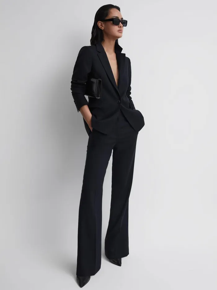 Women Reiss Suits and Tailoring Haisley Tailored Flared Suit Trousers Navy