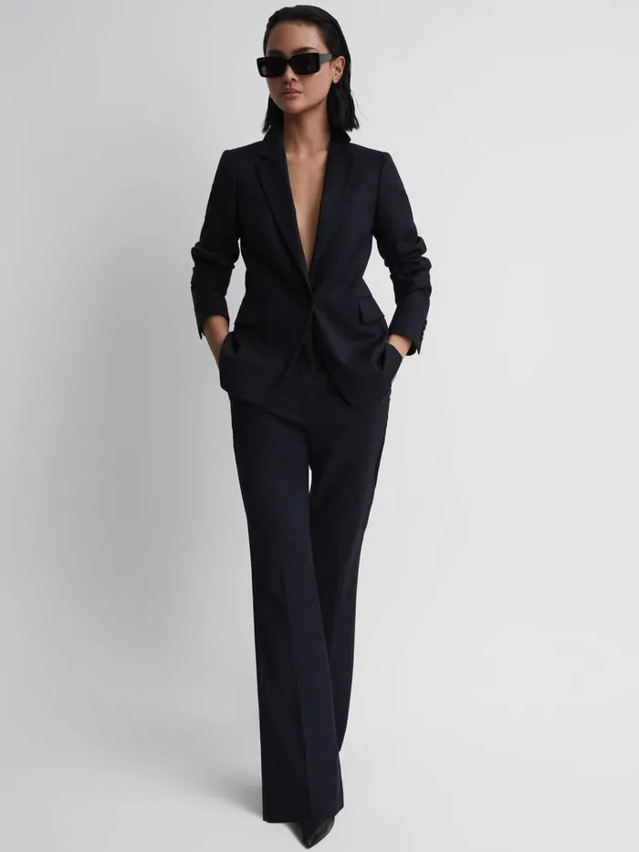 Women Reiss Suits and Tailoring Haisley Tailored Flared Suit Trousers Navy