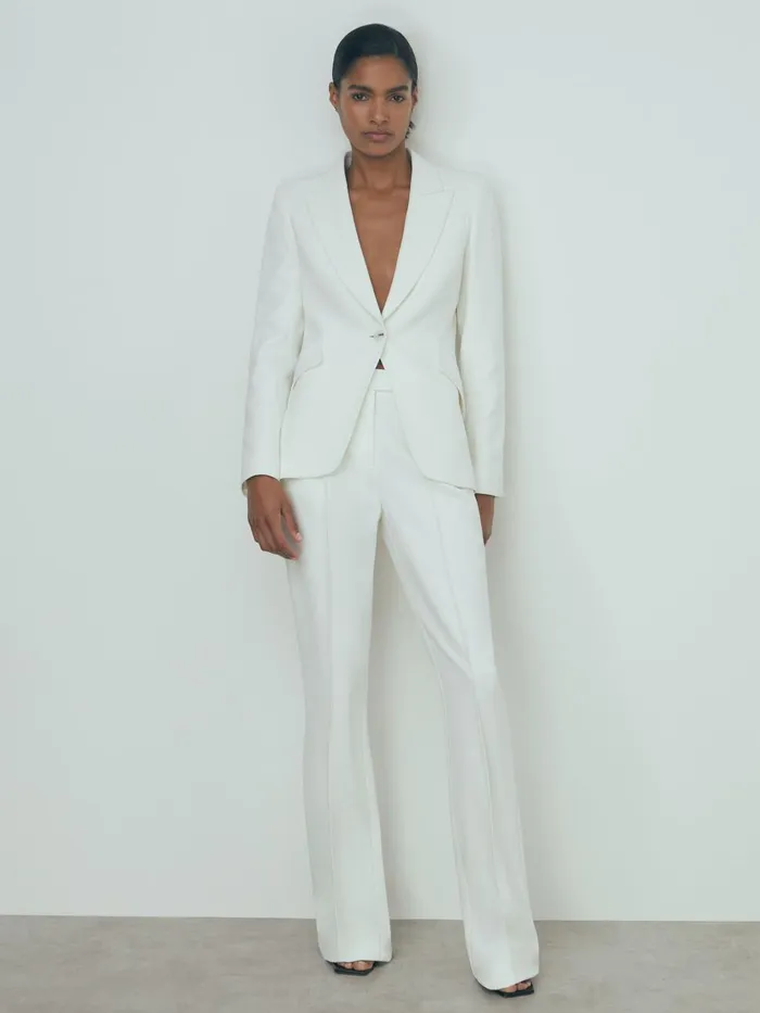 Women Reiss Suits and Tailoring Slim Flared Suit Trousers Ivory