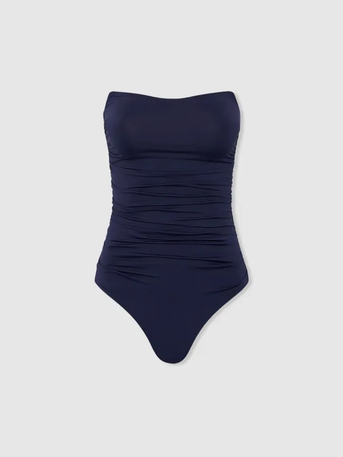 Women Reiss Swimwear Born Removable Strap Bandeau Swimsuit Navy