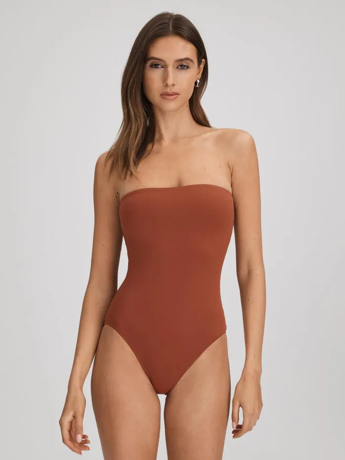 Women Reiss Swimwear Born Strapless Swimsuit Copper