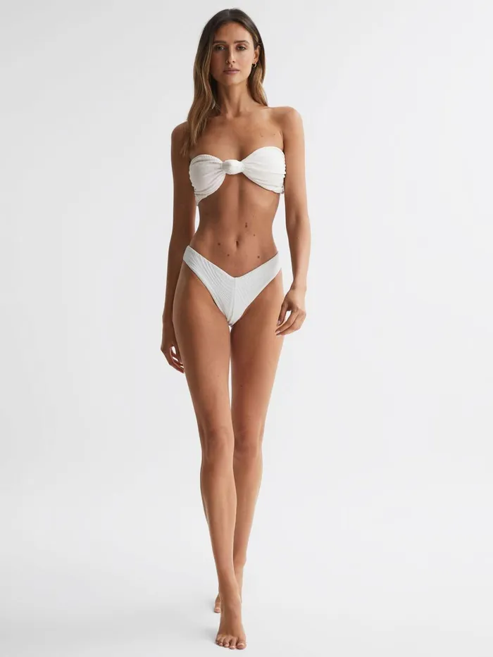Women Reiss Swimwear High Cut Bikini Bottoms Off White