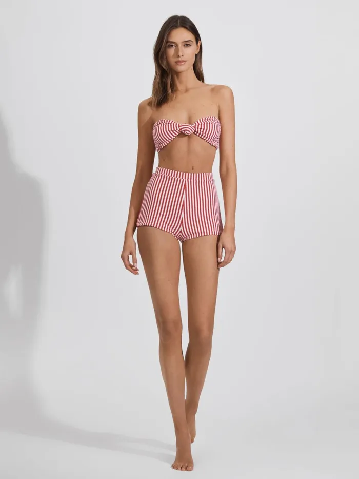 Women Reiss Swimwear Hunter FELLA Bandeau Knot Bikini Top Red Stripe