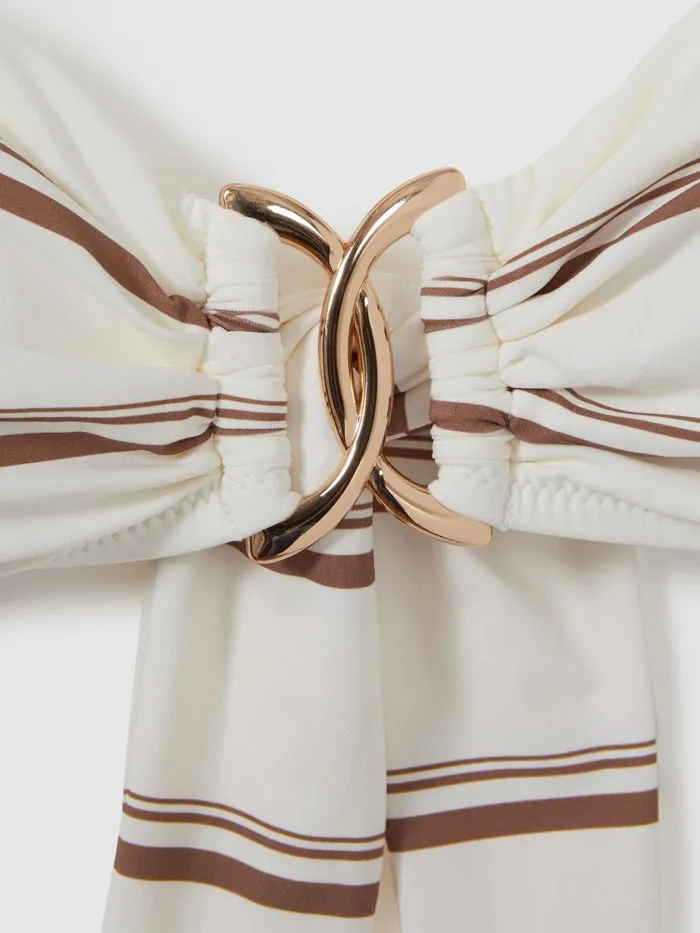 Women Reiss Swimwear Johanna Striped Removable Strap Bikini Top Creambrown