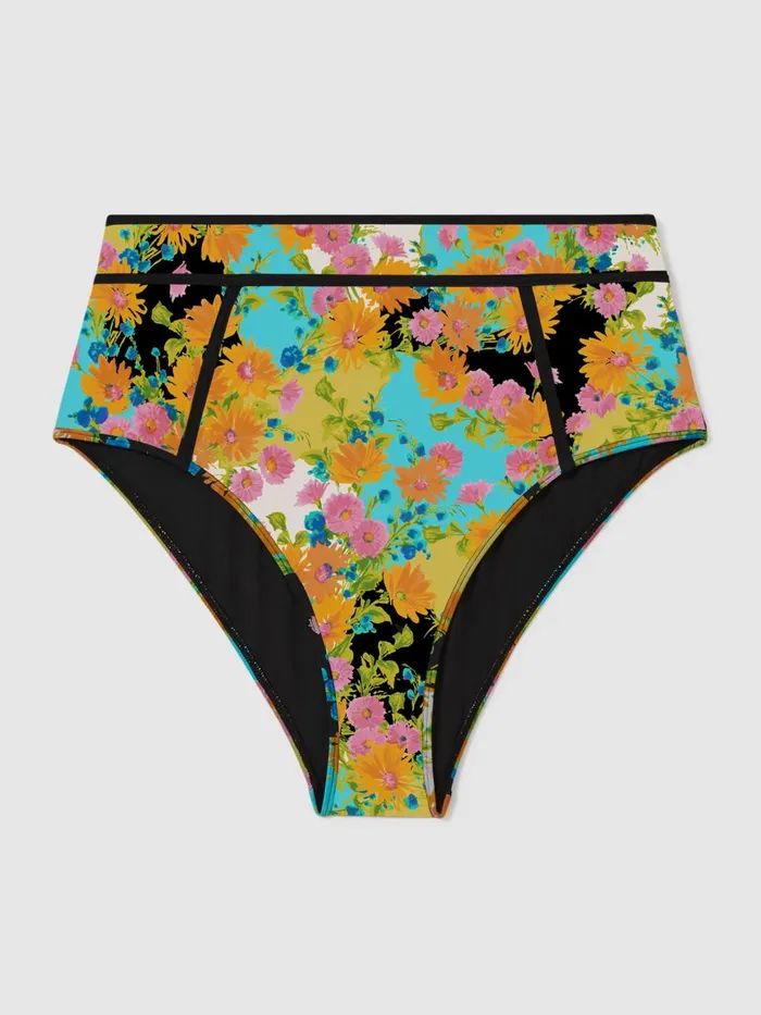 Women Reiss Swimwear Printed High Rise Bikini Bottoms Multi