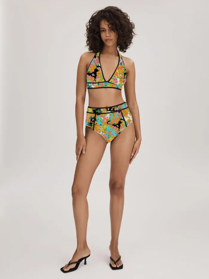 Women Reiss Swimwear Printed High Rise Bikini Bottoms Multi