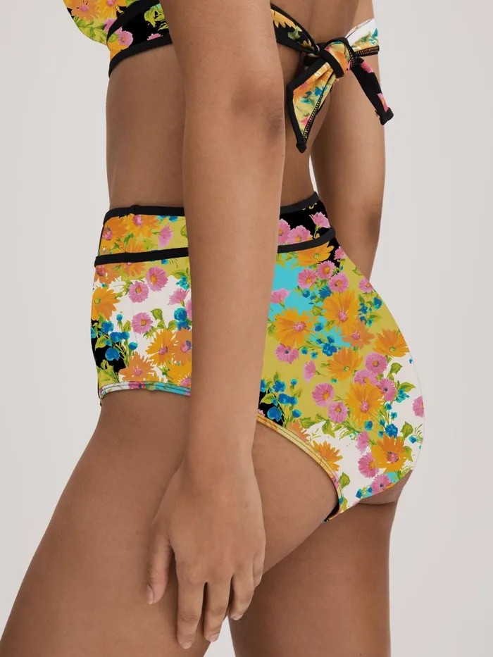 Women Reiss Swimwear Printed High Rise Bikini Bottoms Multi