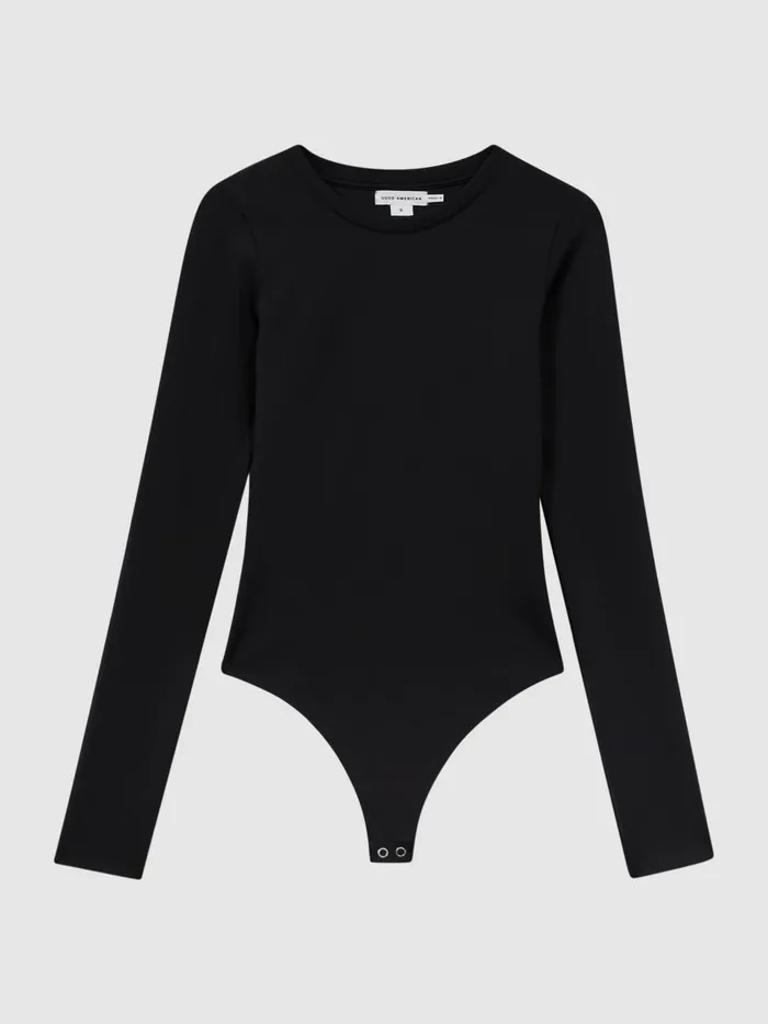 Women Reiss Tops American Crew Neck Thong Bodysuit Black
