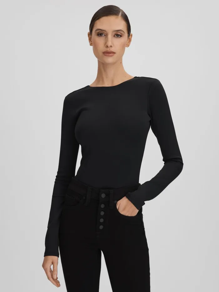 Women Reiss Tops American Good American Scoop Back Thong Bodies Black