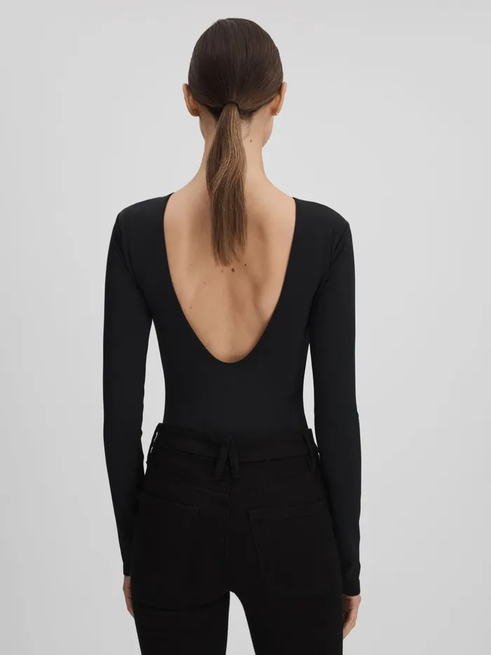Women Reiss Tops American Good American Scoop Back Thong Bodies Black