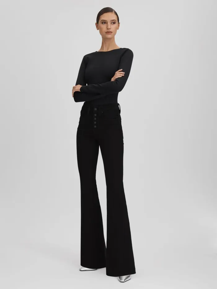 Women Reiss Tops American Good American Scoop Back Thong Bodies Black