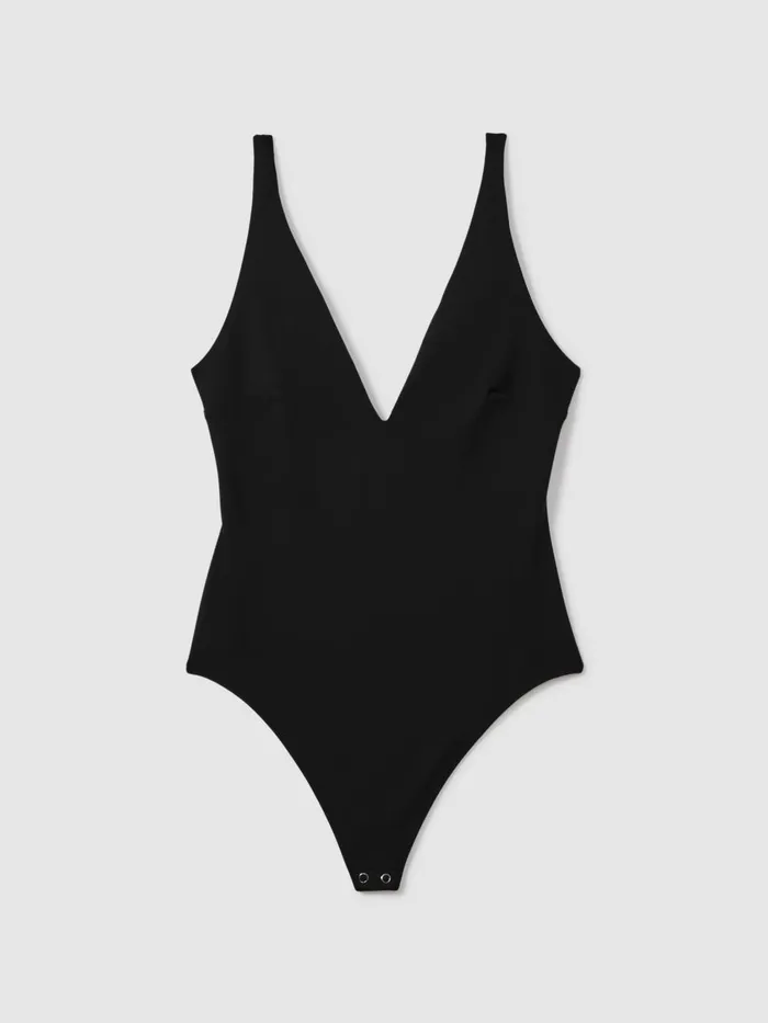 Women Reiss Tops American Good American Scuba VNeck Bodysuit Black