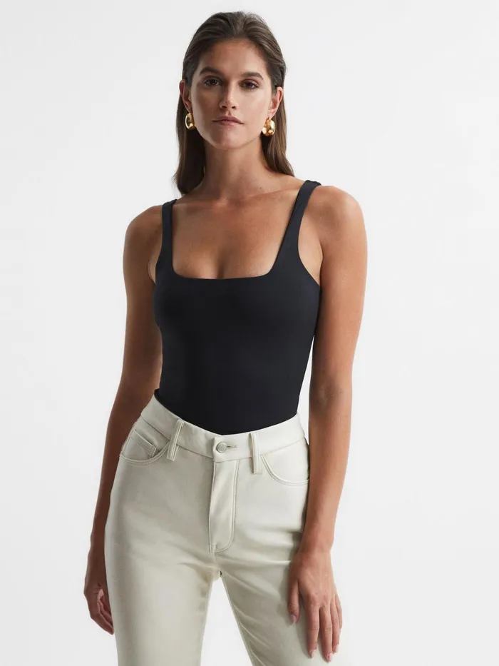 Women Reiss Tops American Good American Square Neck Bodies Black