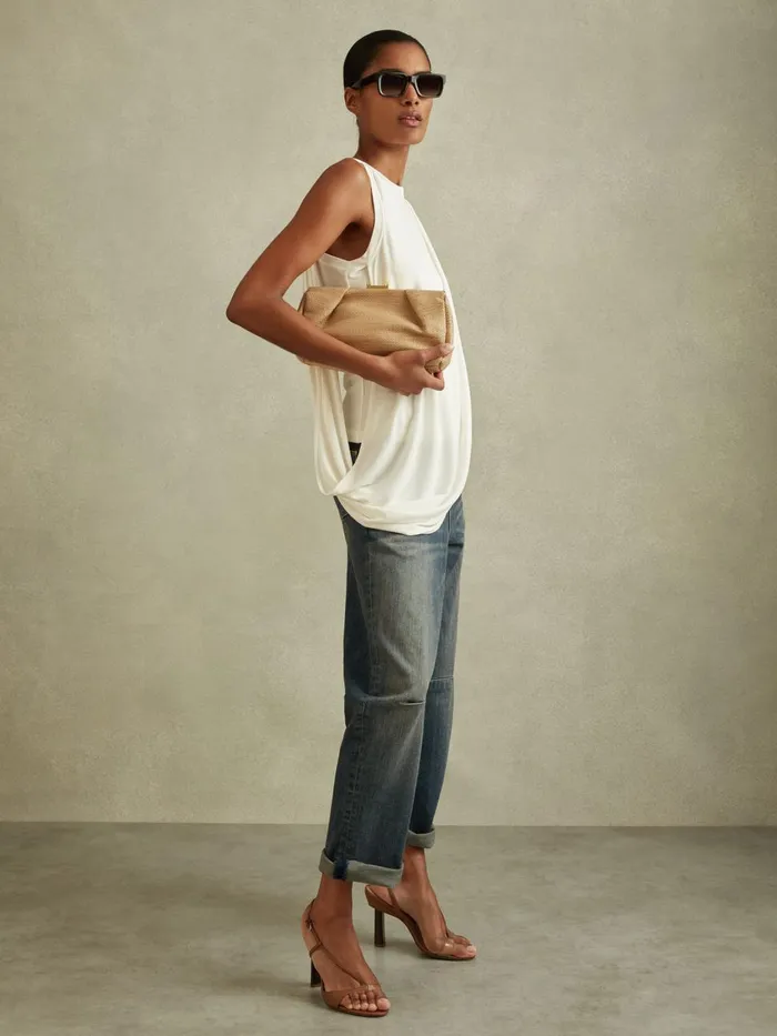 Women Reiss Tops Elva Draped Layered Top Ivory