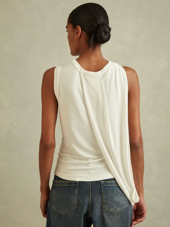 Women Reiss Tops Elva Draped Layered Top Ivory