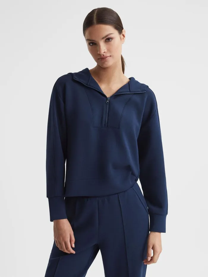Women Reiss Tops Jemma HalfZip Hoodie Navy