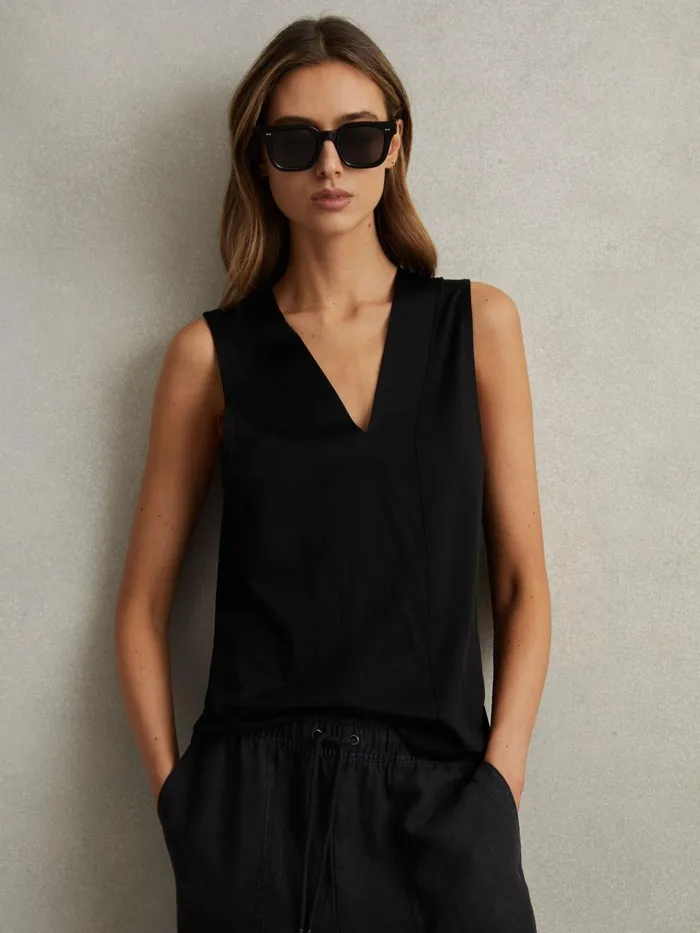 Women Reiss Tops Mira VNeck Shell Top Black