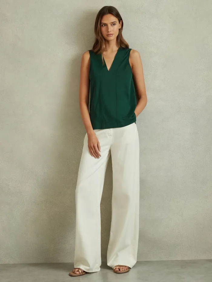 Women Reiss Tops Mira VNeck Shell Top Green