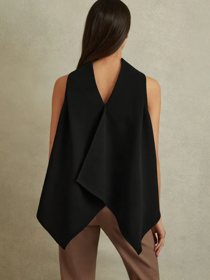 Women Reiss Tops Simone Split Back Cowl Neck Top Black