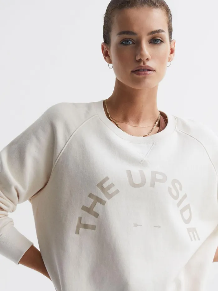 Women Reiss Tops Upside Cotton Crew Neck Jumper Natural