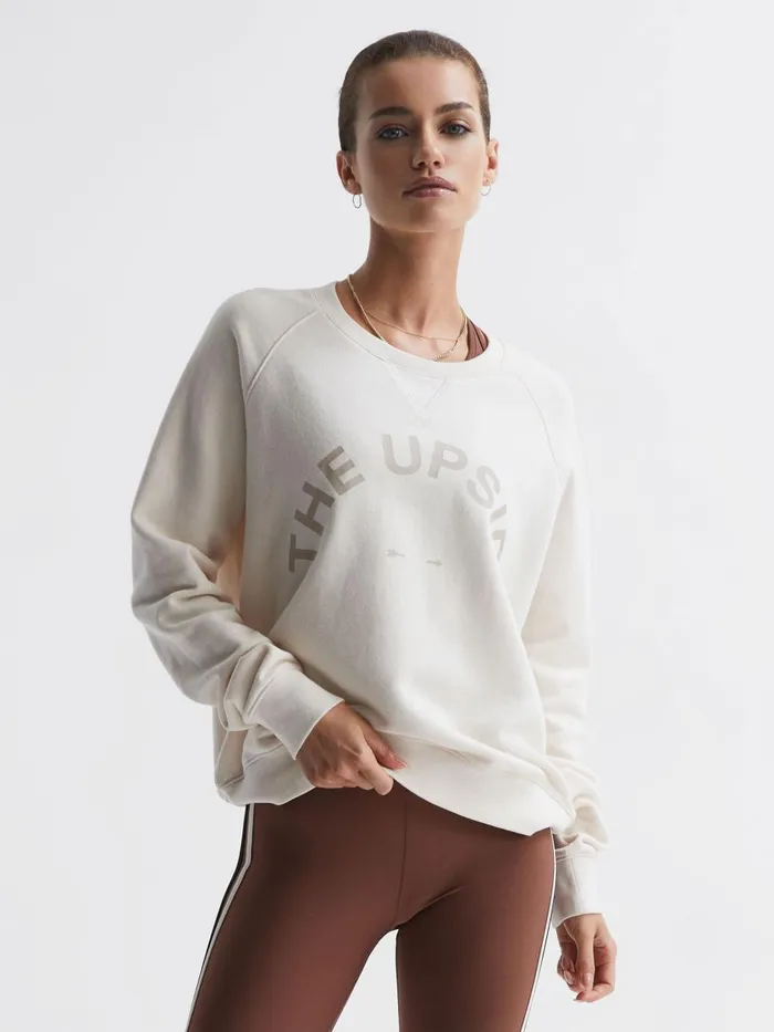 Women Reiss Tops Upside Cotton Crew Neck Jumper Natural