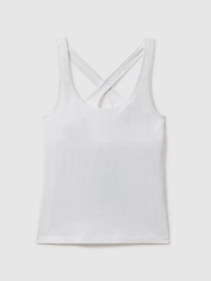Women Reiss Tops Upside Shelf Bra Sports Vest White