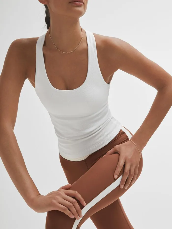 Women Reiss Tops Upside Shelf Bra Sports Vest White