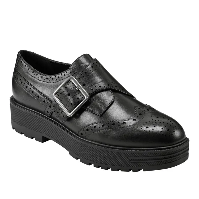 Women Remona Monk Strap Loafer Black Leather Marc Fisher Loafers and Flats