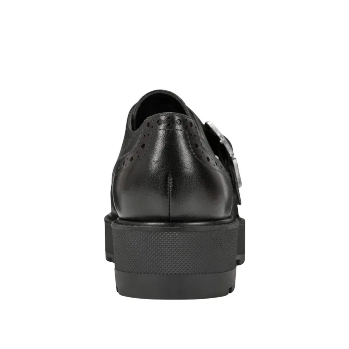 Women Remona Monk Strap Loafer Black Leather Marc Fisher Loafers and Flats