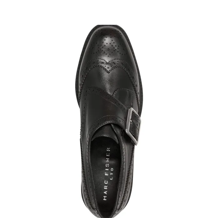 Women Remona Monk Strap Loafer Black Leather Marc Fisher Loafers and Flats